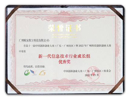 中國創(chuàng)新創(chuàng)業(yè)大賽成長組優(yōu)秀獎